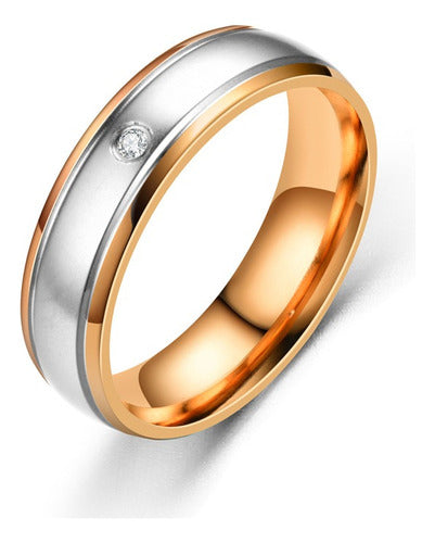 RICKTS Gold Color Surgical Steel Commitment Ring with Stone 0