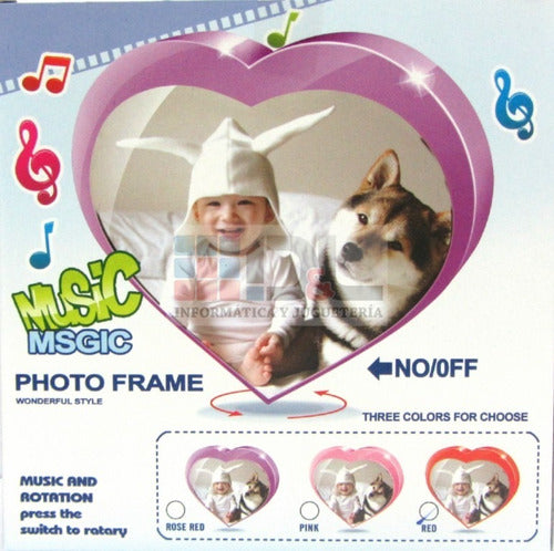 Rotating Musical Heart-shaped Photo Frame - 2 Photos 3 Melodies 2