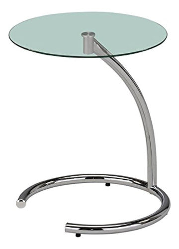 Kings Brand Chrome With Modern Glass Accent Side Table 1