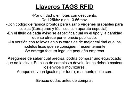 100 Llaves Tags Acceso Rfid 125khz Cerradura Magnetica Emn 1