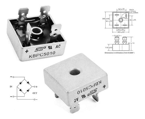 Puente De Diodos Rectificador 50a 1000v Kbpc5010 Kbpc 5010 2