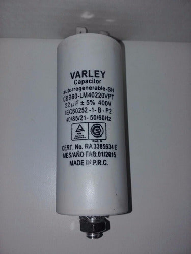 Varley AC&C Capacitor De Marcha 22 Uf Microfaradios 400 Vac 50/60hz 0