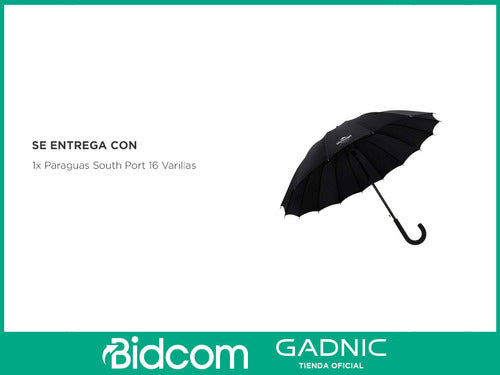 Gadnic Classic Reinforced Long Semi-Automatic Umbrella 16 Ribs 4