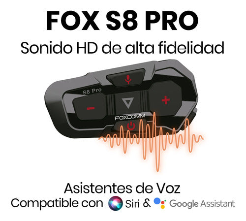 Intercomunicador Bluetooth Para Casco Moto Fox S8 Pro 1