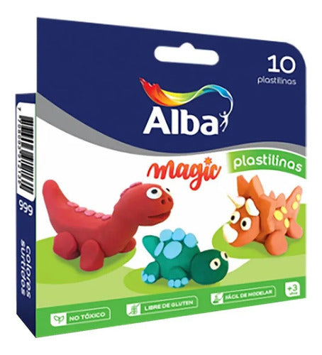 Alba Plastilina En Barra Caja 10 Colores Surtidos Sin Tacc 0