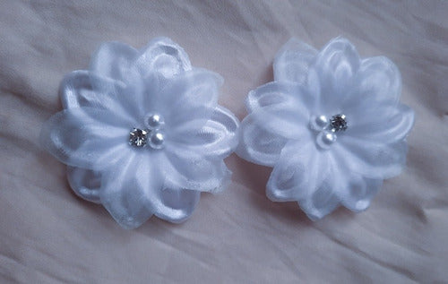 Flor Tecido  Para Porta Bem Casado Apliques Tiaras 20unidade 0