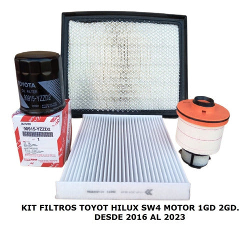 Kit 4 Filtros Toyota Hilux 2.4 2.8 2016/2017/2018/2019. 1