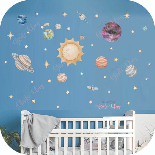 Watercolor Solar System Planet Kids Wall Decal 0