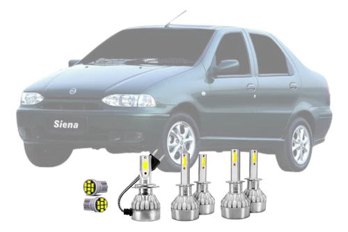 Kit Completo De Led 6500k H1 H7 Para Fiat Siena 0