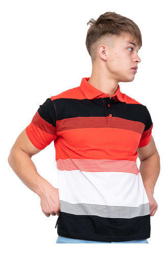 Men's Premium Imported Striped Cotton Polo Shirt in Special Sizes 19