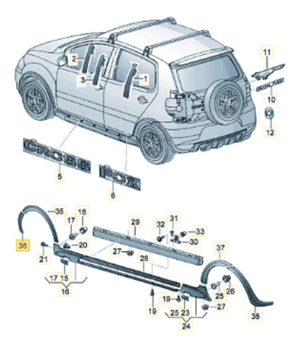 Moldura Guardabarro Fender Delantero Izquierdo Vw Crossfox 7