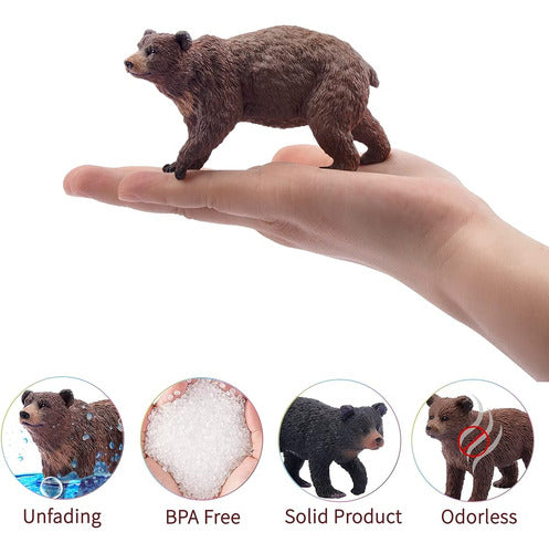 Toymany 6pcs Bear Animal Figures, Realistic Forest Animal Be 2