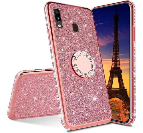 Leecoco Glitter Pink Case for Galaxy A20s 0