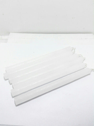 Set of 6 White Long Slim Candles by Mahalpiedras 3