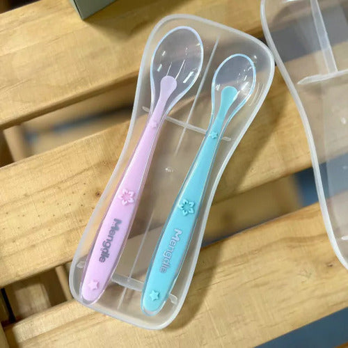 Mengdle Baby Silicone Soft Long Spoon Set - 2 Soft Baby Spoons 2