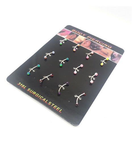 24-Piece Eyebrow Piercing Colorful Curved Barbell Surgical Steel Wholesale Lot 2