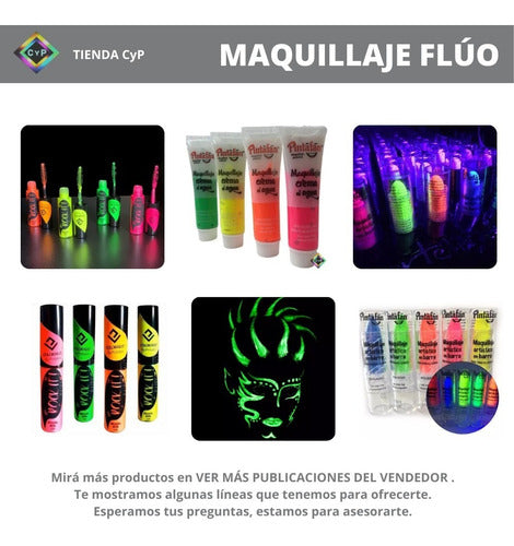 Moño Flúo X 1 Tela Jersey Brilla Con Luz Uv Cotillón Carioca 5