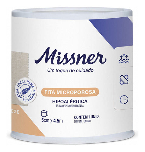 Fita Microporosa Bege - 5,0cm X 4,5m Missner - 6 Unidades 1