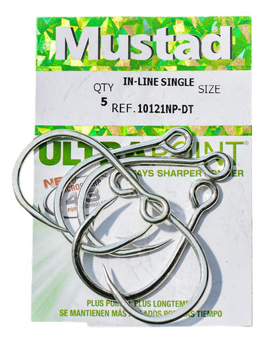 Mustad Anzuelo 10121NP 6/0 Inline Single Hooks Señuelos X5u 0