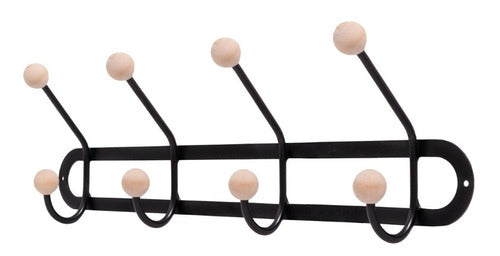 Decorar Con Hierro Nordic Wall Coat Rack Iron Wood 4 Hooks 1