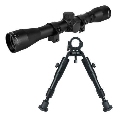 Luneta Vector Optics 4x 32mm Trilho 11mm + Bipé Rifle 0