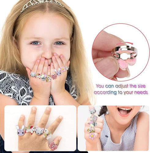 BGSHEMNI Adjustable Rings for Girls - Set of 9 Units, Ages 3 to 10 4