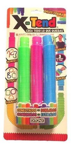Stress-Relief Stretchy Tube Toy X3 by Ditoys Full Pack 6