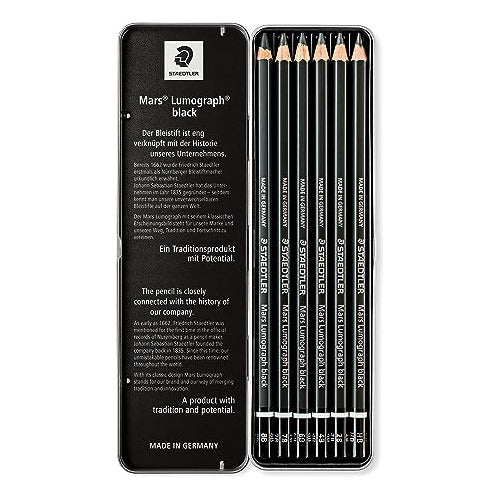 Staedtler Mars Lumograph Pencils Hb 2b 4b 6b 7b 8b Tin of 6 1