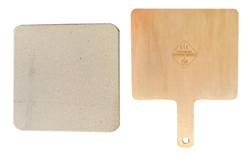 Refractory Stone Plate 33x33x1.6 cm + Pizza Paddle Set 0