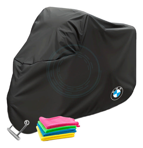 BMW Waterproof Motorcycle Cover Without Trunk + 4 30x30 Microfiber Cloths 0