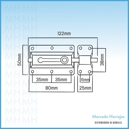 Pasador Chapa Con Traba A Resorte 80 Mm Puerta 1