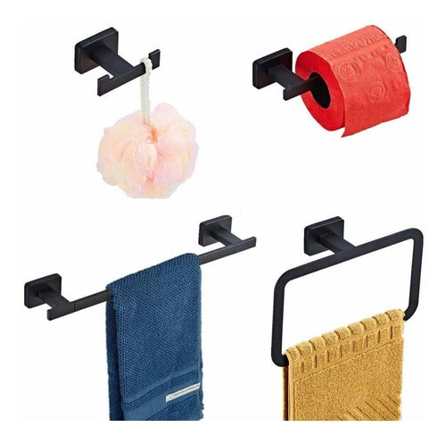 AIGOTSUKI Matte Black 4 Pieces Bathroom Hardware Accessories Set 1