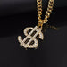 Burdah Golden Hip Hop Dollar Necklace with Strass – Elegant Rap Trap Inspired Design 3