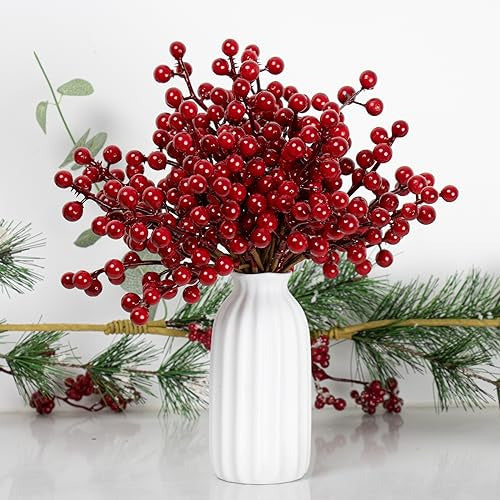 LLZLL Christmas Decoration Artificial Berry Stems Red Berries 3