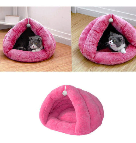 Atrix Cama Cucha Cueva Gato Casilla Pom Pom Iglu Peluche Acolchada 1