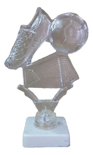 CABPremiaciones Set X10 Trofeo Plástico Fútbol Arco Botín 13cm Transparente 0