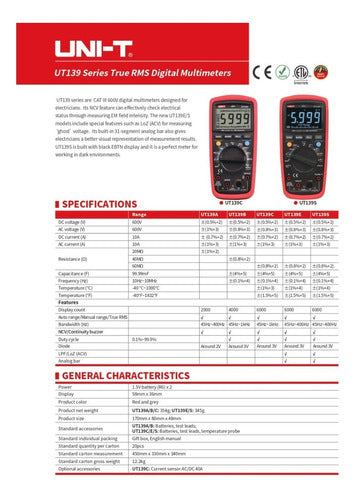 Uni-T Multimeter UT139C + Clamp Meter UT202+ Plus 4