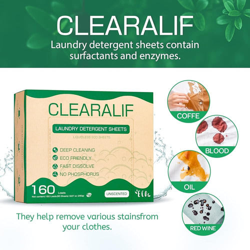 Clearalif Hojas De Detergente Para Ropa De Hasta 160 Cargas 1