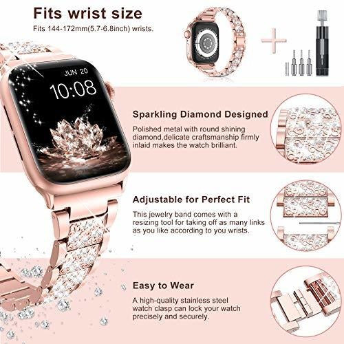 Bling Band for Apple Watch Series 1-7 Rose Gold 42mm/44mm/45mm 1
