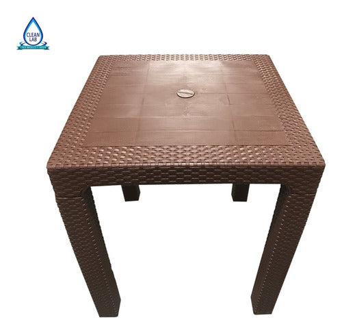 Clean Lab SRL Premium Square Plastic Table Simil Rattan 70x70x70 Cm 1