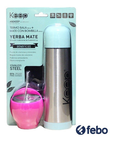 Keep Thermo Bullet Stainless Steel. Mate and Silicone Straw Set 2