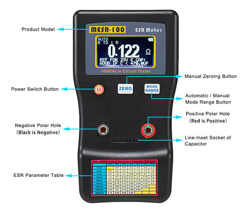 Signstek MESR-100 V2 Auto Ranging ESR Capacitor/Low Ohm Meter 3