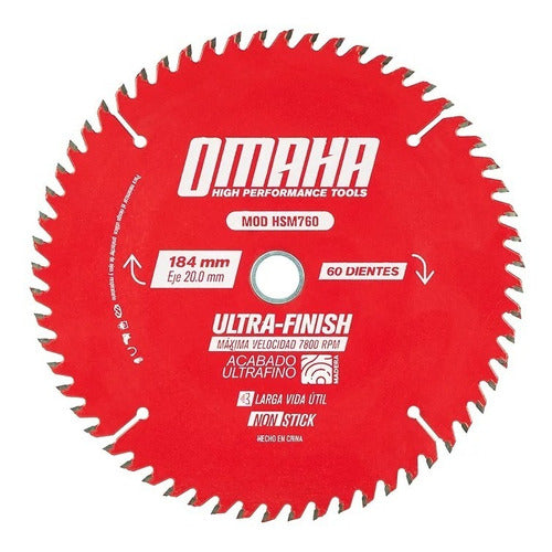 Omaha Circular Saw Blade Wood Melamine 184mm 7-1/4 60 Teeth 0