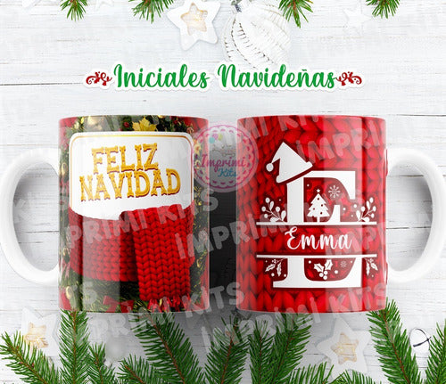 Diseños Navidad Tazas Alfabeto Diseño Sublimar Rojo #tn06 5