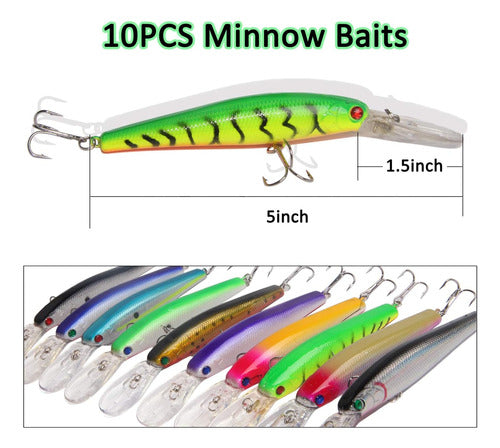 Jshanmei Hard Fishing Lures Bait Set of 10 Pieces 3D Eye Fishing Lures 2