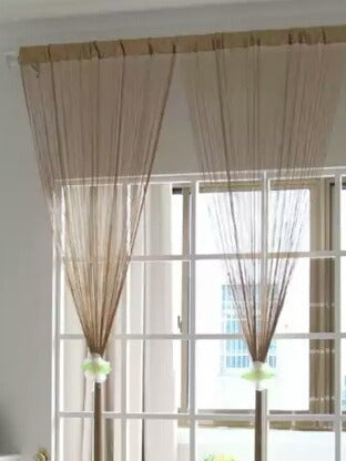 Set of 2 Fringed Curtain Panels Glass Thread Room Divider Decorations 2x2m 13