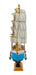 Miniatura Barco Navio Veleiro Madeira Casco Azul 26x5x29cm 1