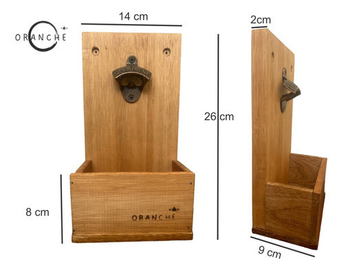 Oranche Premium Wooden Wall Beer Opener with Cap Collector 1