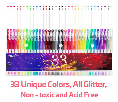 Tanmit Glitter Gel Pens with 33 Colors 1