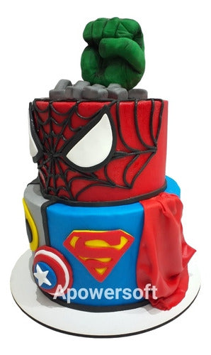 Pasteleria Prut Torta Super Heroes: Hulk, Hombre Araña, Batman, Superman Cap.a 2